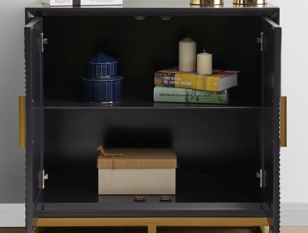 Product photograph of Exeter Black Geometric 2 Door Small Sideboard - 90cm from Choice Furniture Superstore.