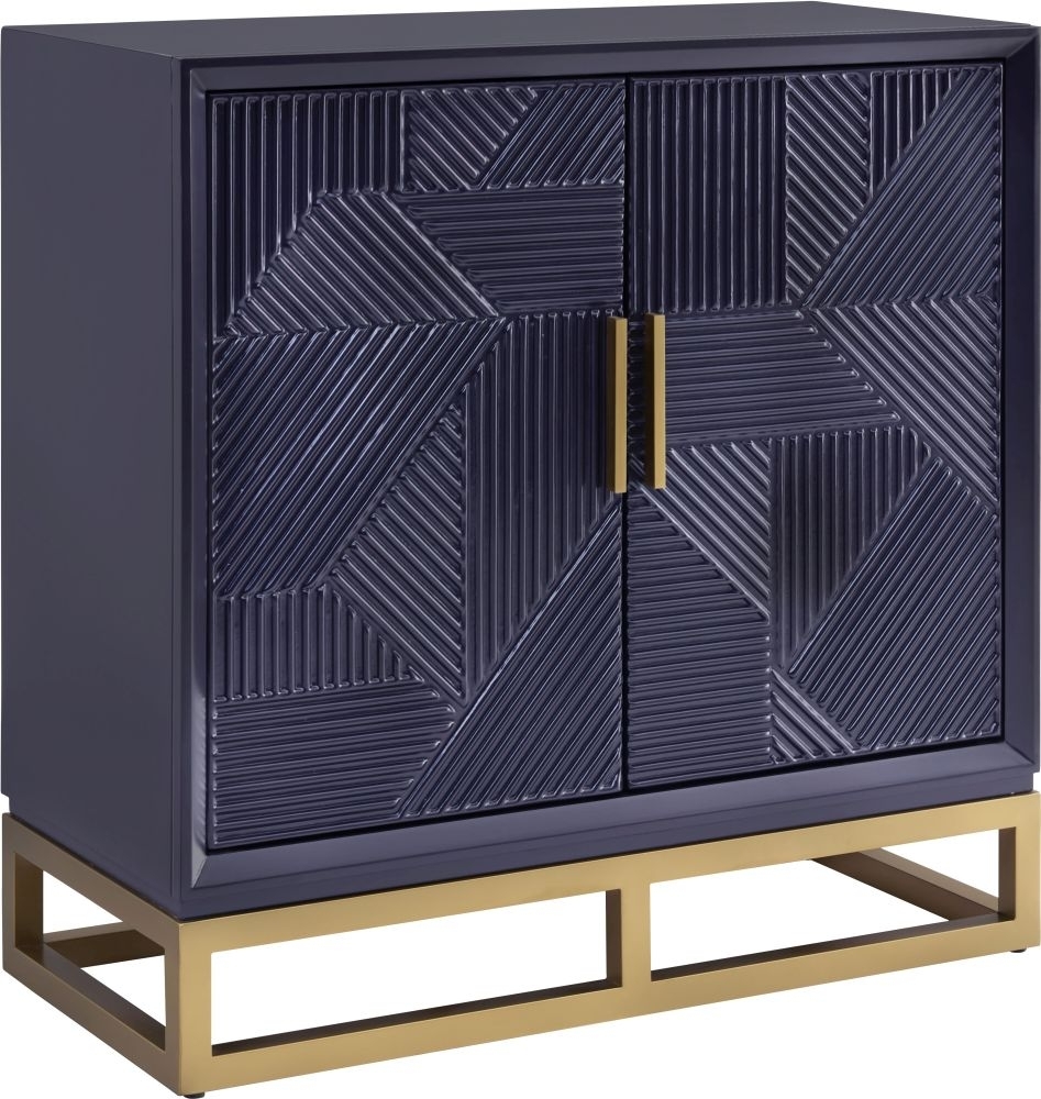 Product photograph of Orlando Black Geometric Design 2 Door Small Sideboard from Choice Furniture Superstore.