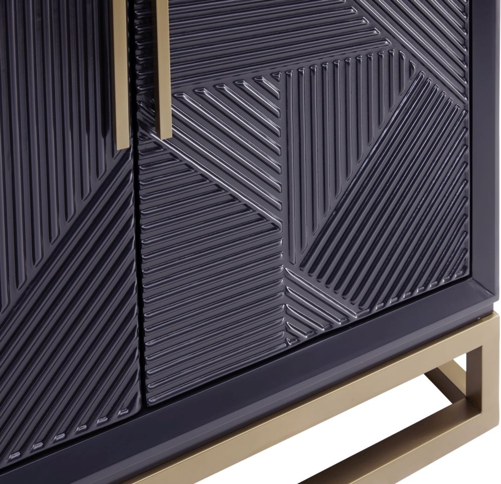 Product photograph of Orlando Black Geometric Design 2 Door Small Sideboard from Choice Furniture Superstore.