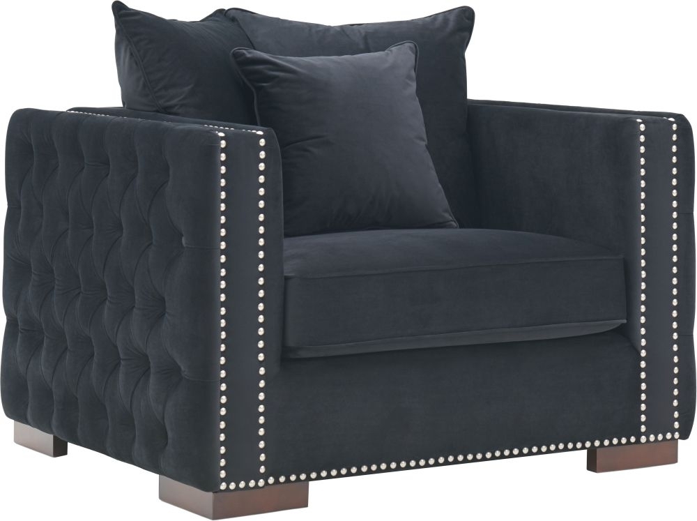 Product photograph of Moscow Black Velvet Fabric Armchair from Choice Furniture Superstore.