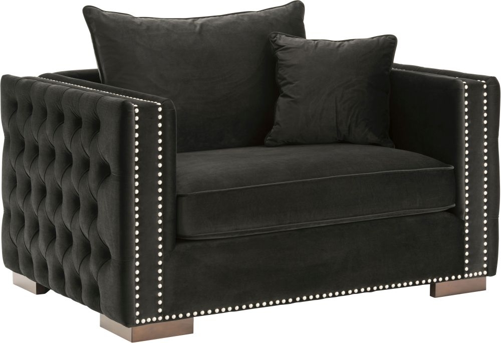 Product photograph of Moscow Black Velvet Fabric Snuggle Chair from Choice Furniture Superstore.