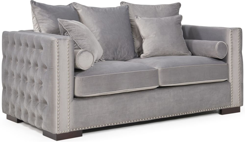 Product photograph of Moscow Silver Velvet Fabric 2 Seater Sofa from Choice Furniture Superstore.