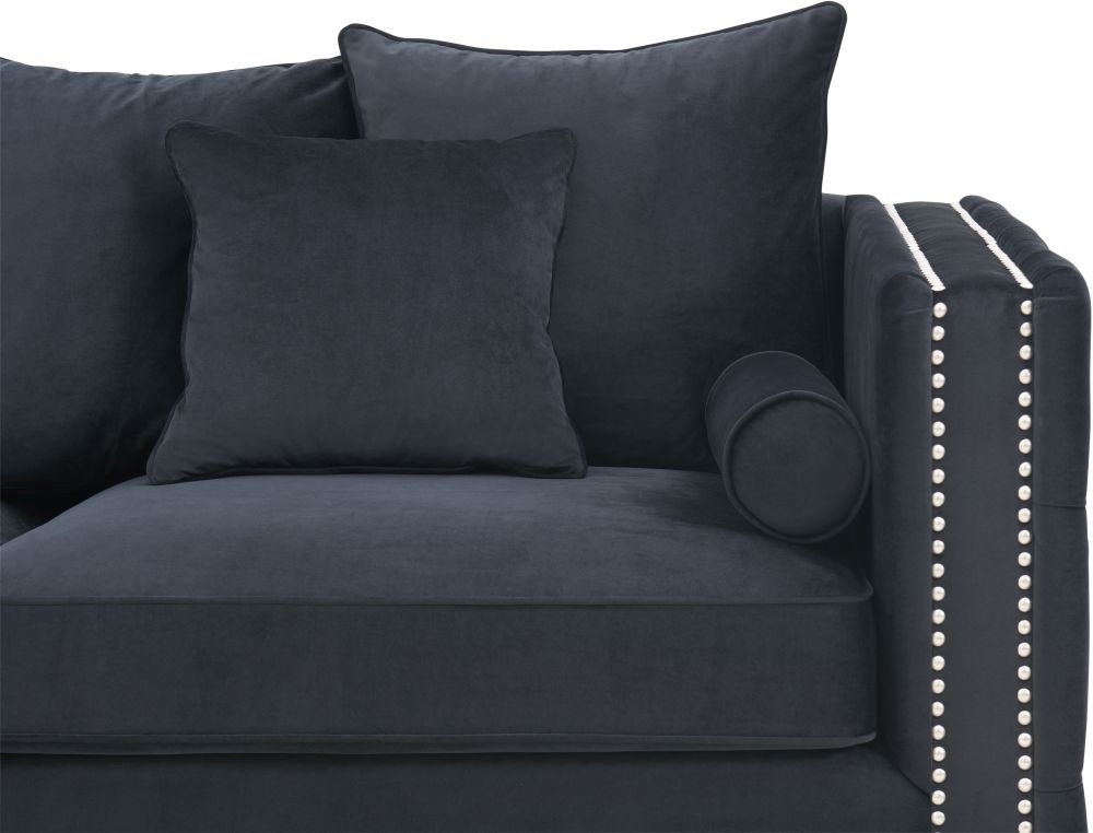 Product photograph of Moscow Black Velvet Fabric Corner Sofa Suite - Left from Choice Furniture Superstore.