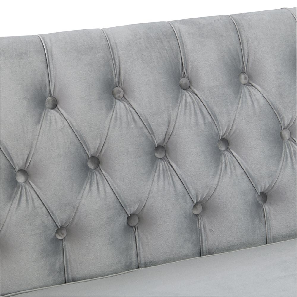 Product photograph of Kingston Grey Velvet Fabric Corner Sofa Suite - Right from Choice Furniture Superstore.