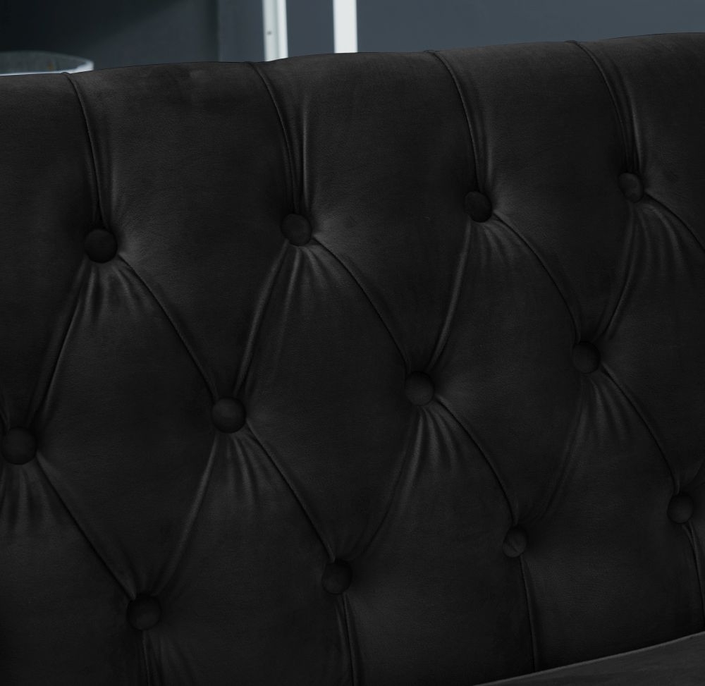 Product photograph of Chester Black Velvet Fabric Corner Sofa Suite - Left from Choice Furniture Superstore.