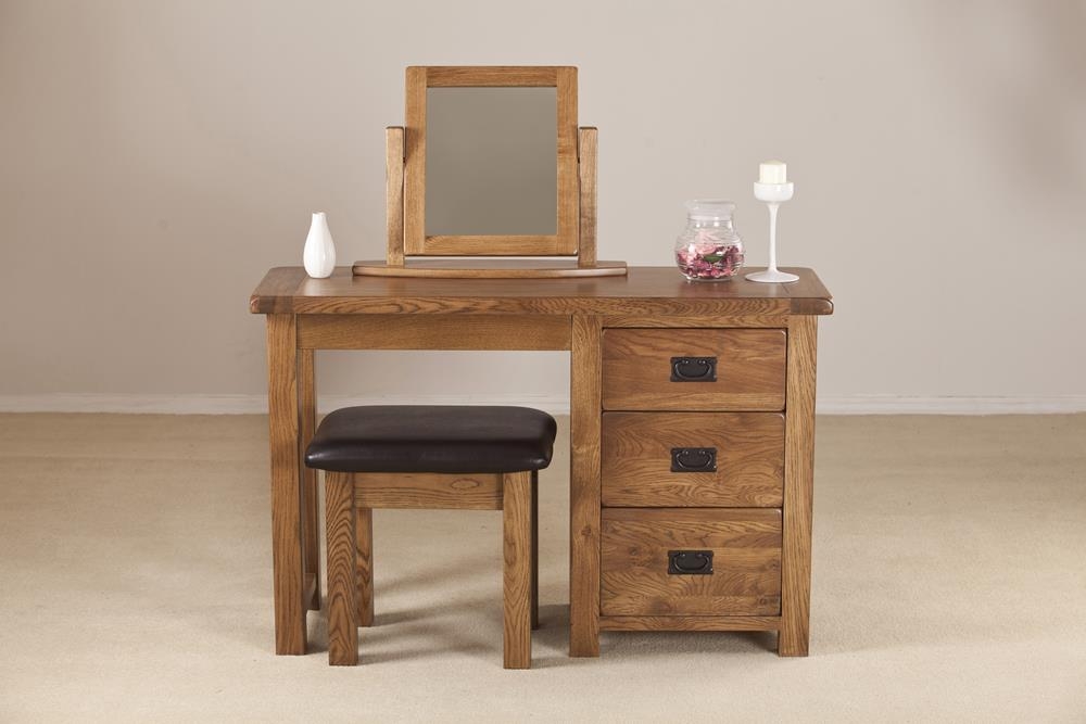 Product photograph of Originals Rustic Oak Single Pedestal Dressing Table from Choice Furniture Superstore.
