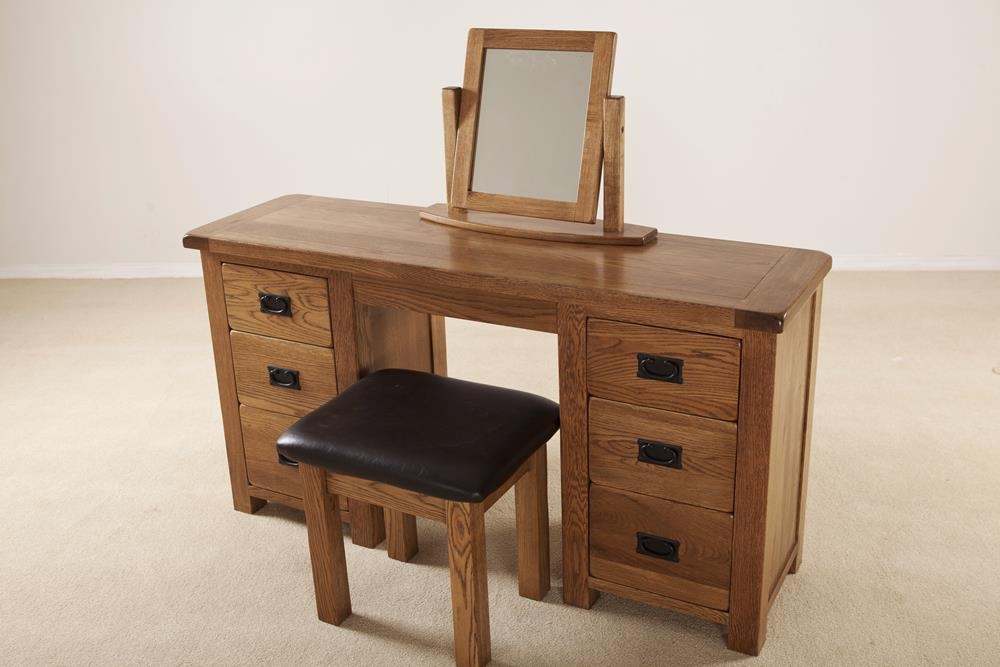 Product photograph of Originals Rustic Oak Double Pedestal Dressing Table from Choice Furniture Superstore.