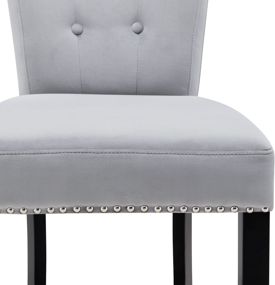 Product photograph of Grey Velvet Fabric Knockerback Barstool from Choice Furniture Superstore.