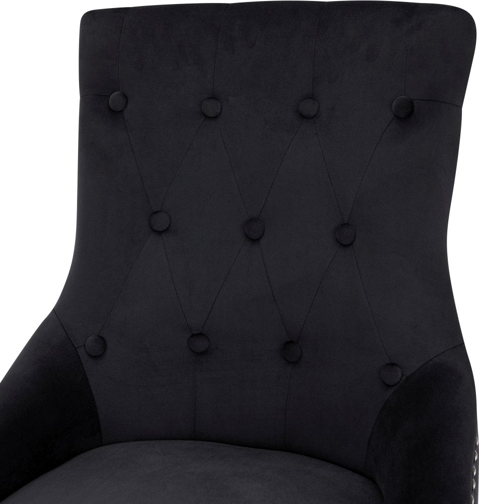 Product photograph of Lion Black Velvet Fabric Lion Head Knockerback Dining Chair Pair from Choice Furniture Superstore.