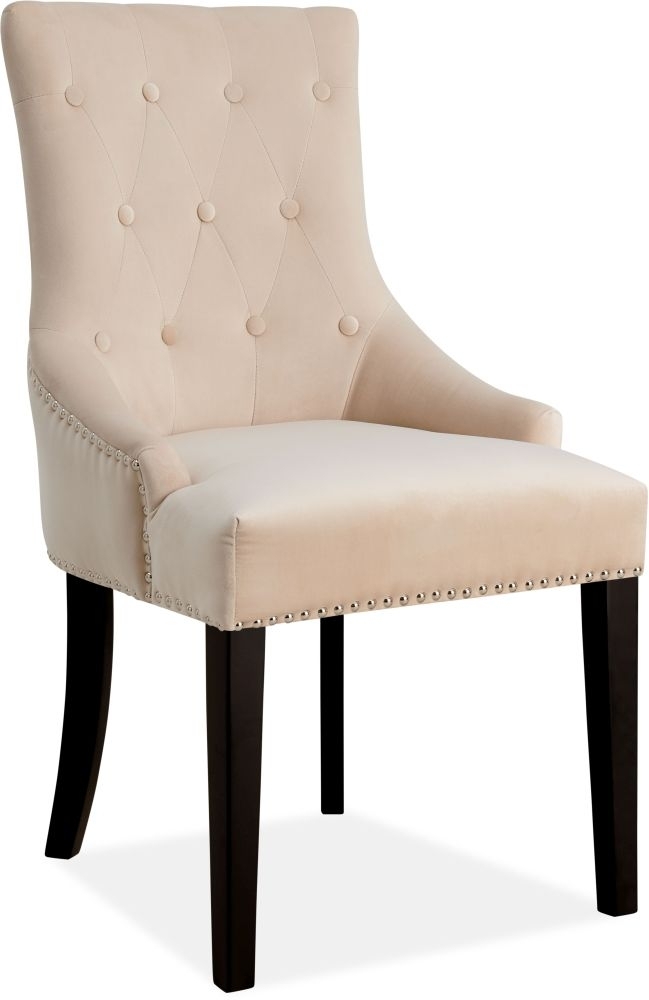 Product photograph of Lion Cream Velvet Fabric Lion Head Knockerback Dining Chair Pair from Choice Furniture Superstore.