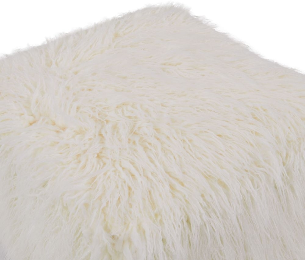 Product photograph of Heavy Shag White Faux Sheepskin Fur Cube Stool from Choice Furniture Superstore.