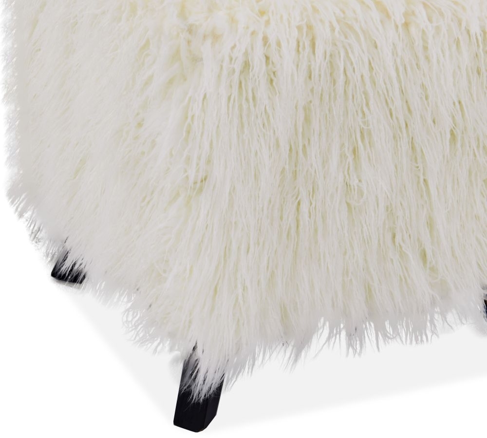 Product photograph of Heavy Shag White Faux Sheepskin Fur Cube Stool from Choice Furniture Superstore.