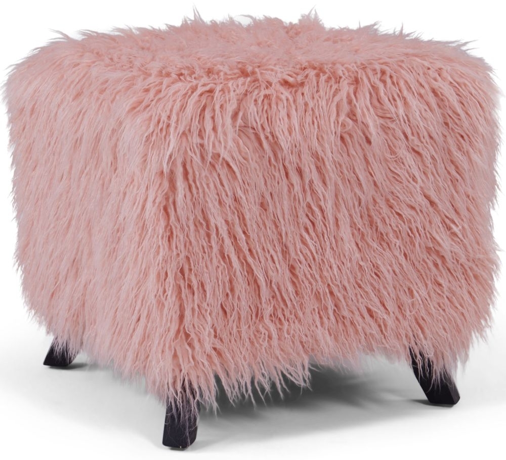 Product photograph of Heavy Shag Pink Faux Sheepskin Fur Cube Stool from Choice Furniture Superstore.