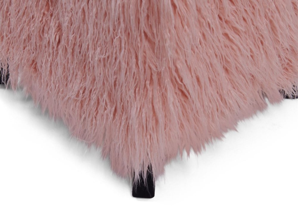 Product photograph of Heavy Shag Pink Faux Sheepskin Fur Cube Stool from Choice Furniture Superstore.