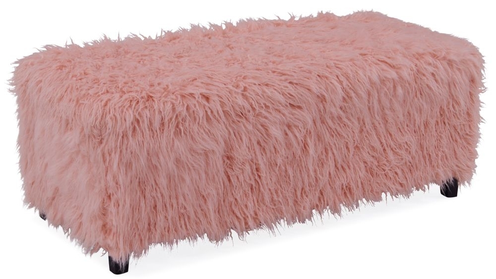 Product photograph of Newcastle Pink Faux Sheepskin Fur Ottoman from Choice Furniture Superstore.