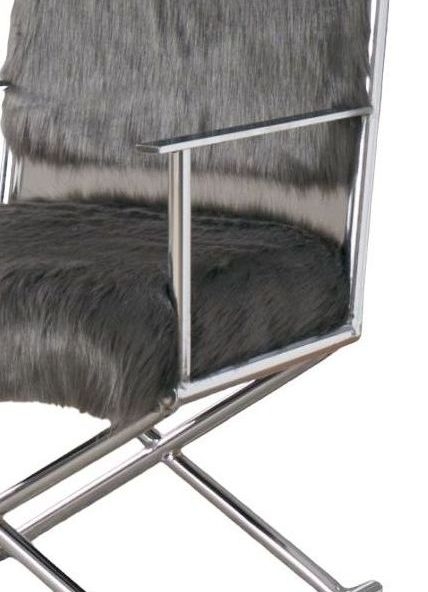 Product photograph of Grey Faux Sheepskin Fur Director Chair from Choice Furniture Superstore.