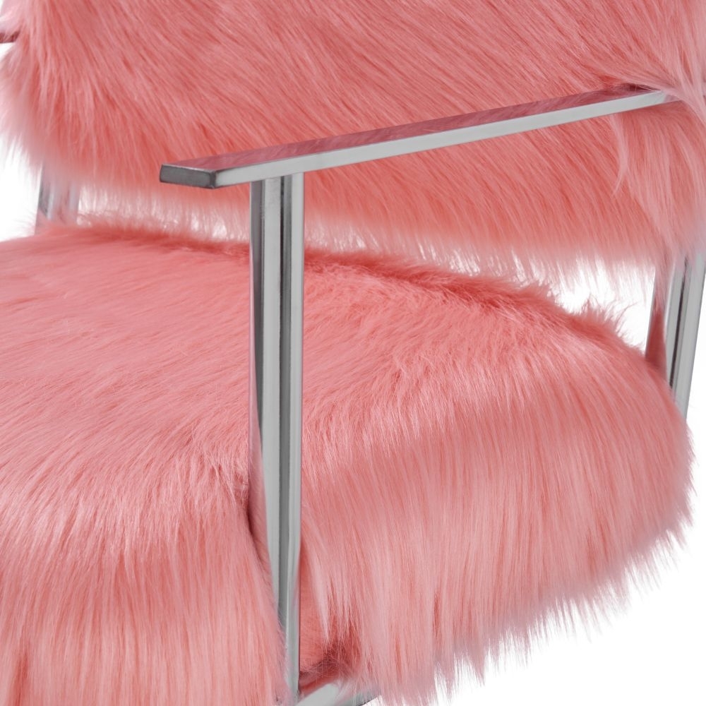 Product photograph of Pink Faux Sheepskin Fur Director Chair from Choice Furniture Superstore.