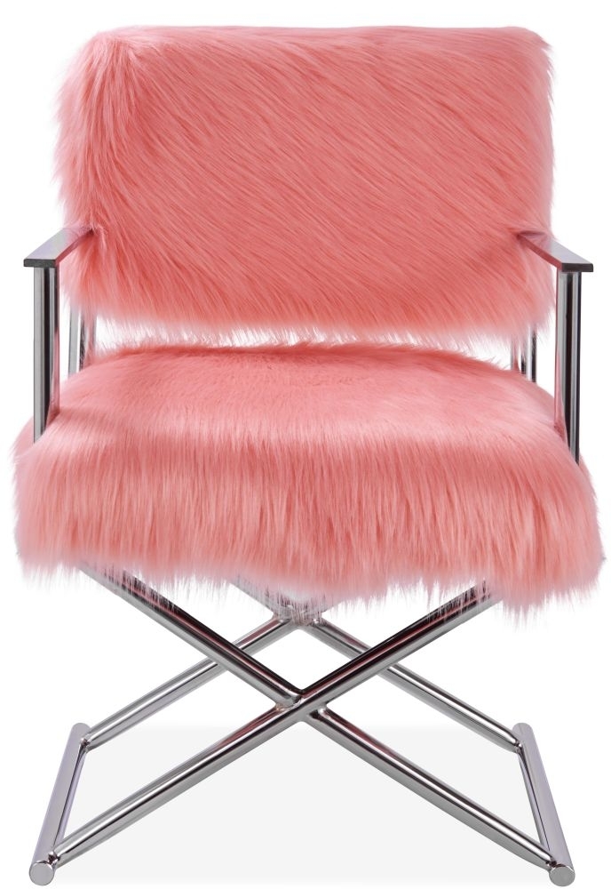 Product photograph of Pink Faux Sheepskin Fur Director Chair from Choice Furniture Superstore.