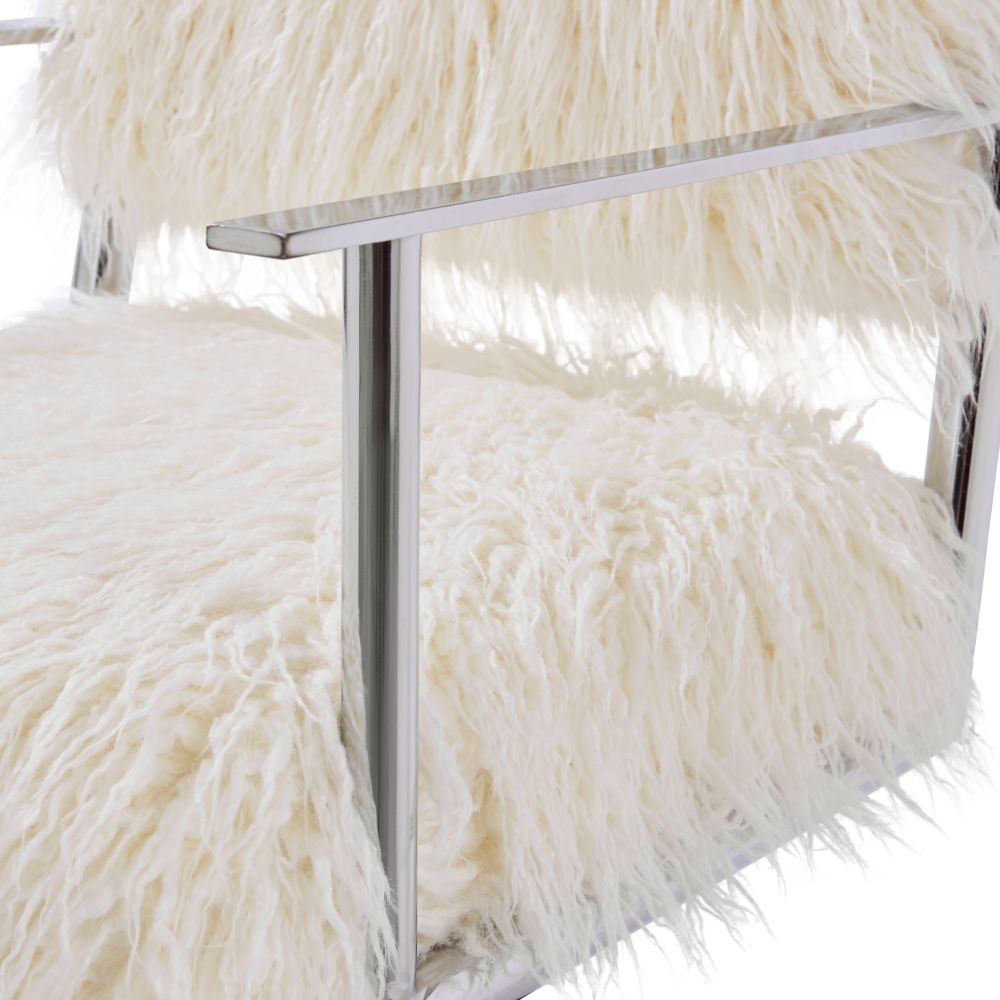 Product photograph of White Faux Sheepskin Fur Director Chair from Choice Furniture Superstore.