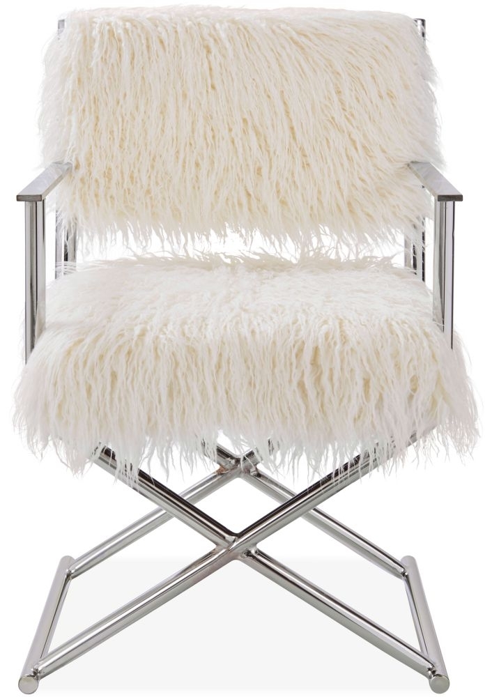 Product photograph of White Faux Sheepskin Fur Director Chair from Choice Furniture Superstore.