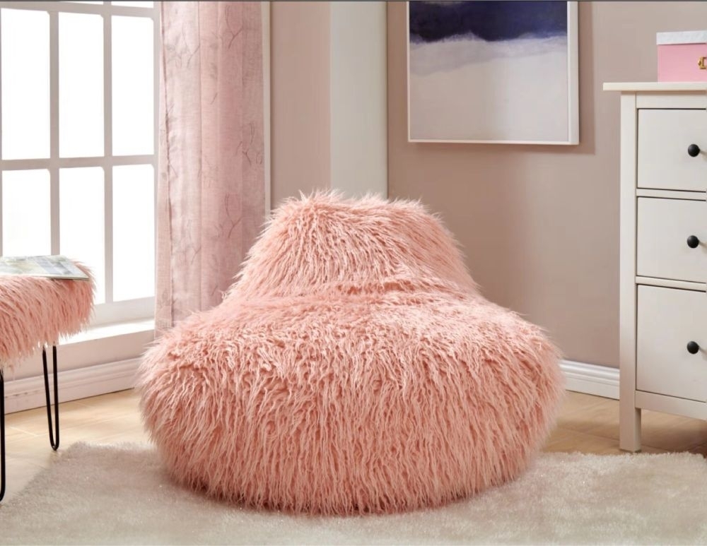 Product photograph of Pink Faux Sheepskin Fur Bean Bag from Choice Furniture Superstore.