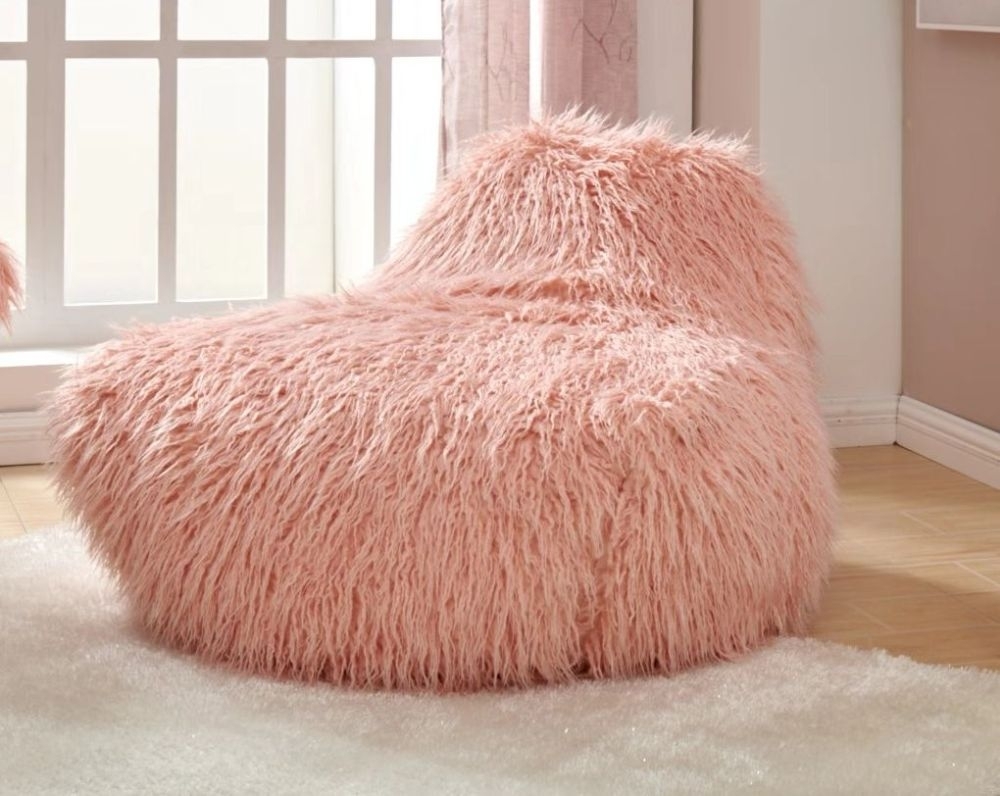 Product photograph of Pink Faux Sheepskin Fur Bean Bag from Choice Furniture Superstore.