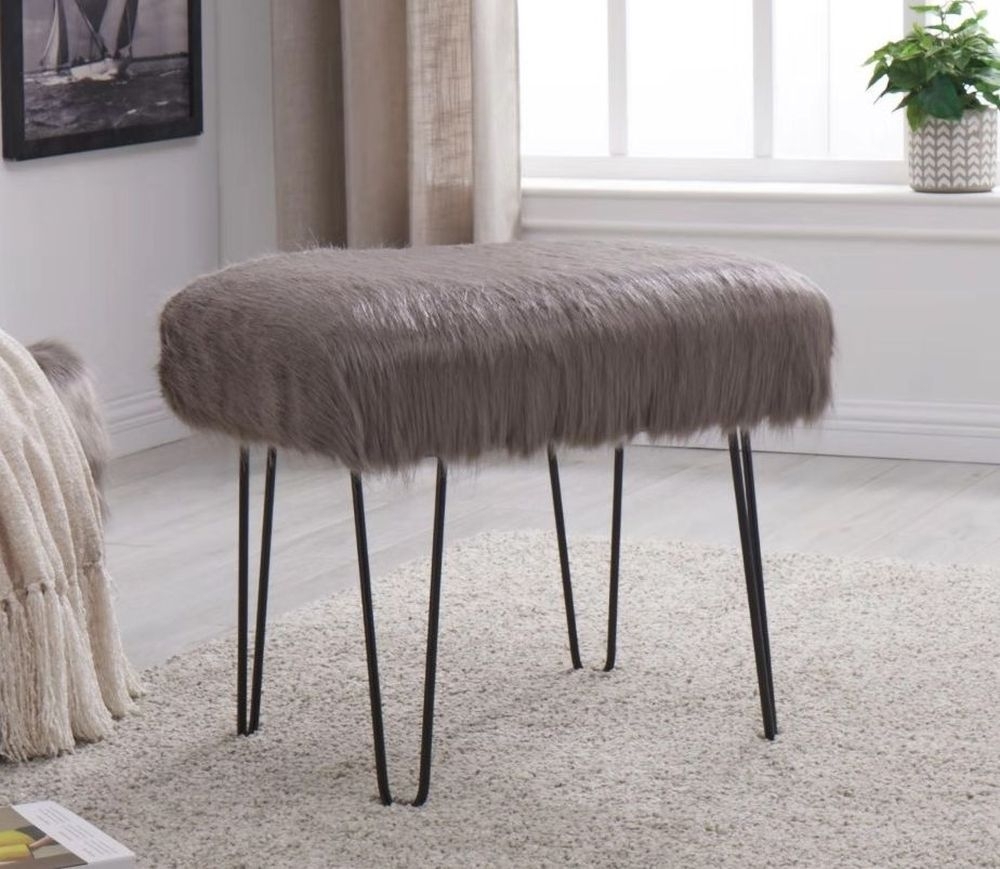 Product photograph of Faux Sheepskin Fur Stool from Choice Furniture Superstore.