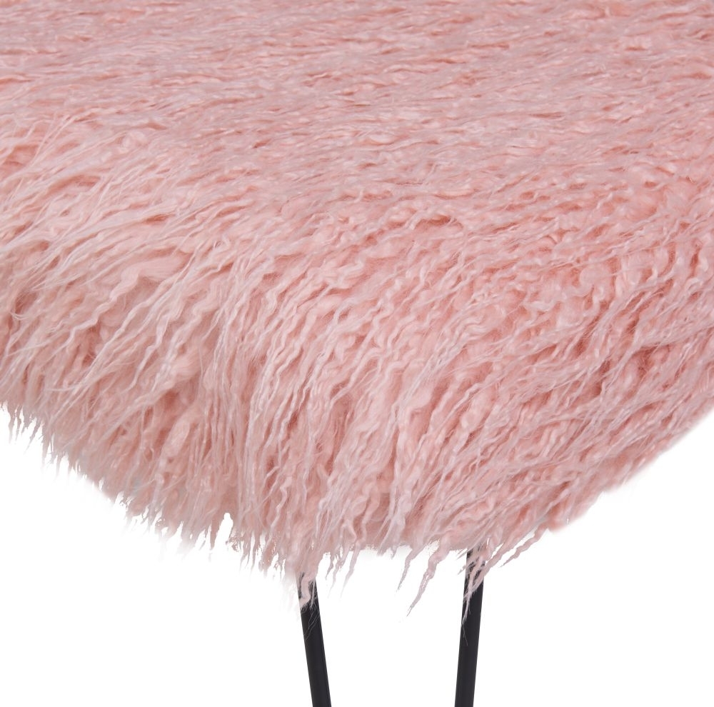 Product photograph of Pink Faux Sheepskin Fur Stool from Choice Furniture Superstore.