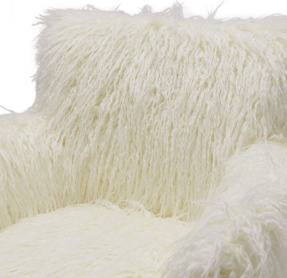 Product photograph of Heavy Shag White Faux Sheepskin Fur Tub Chair from Choice Furniture Superstore.