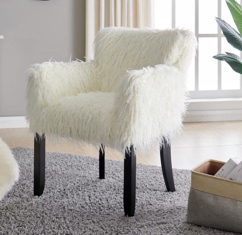 Product photograph of Heavy Shag White Faux Sheepskin Fur Tub Chair from Choice Furniture Superstore.