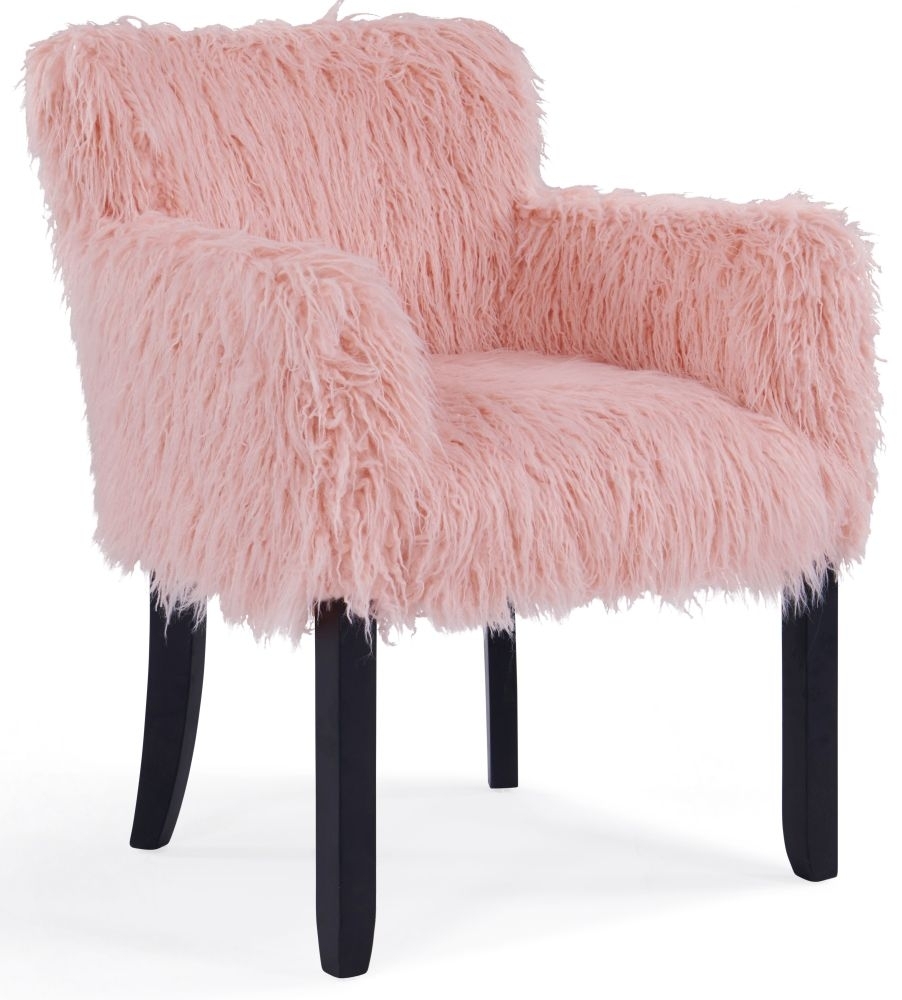 Product photograph of Heavy Shag Pink Faux Sheepskin Fur Tub Chair from Choice Furniture Superstore.