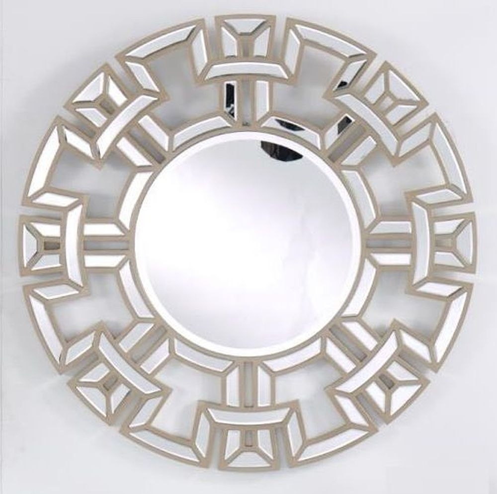 Product photograph of Beta Champagne Round Wall Mirror - 90cm X 90cm from Choice Furniture Superstore.