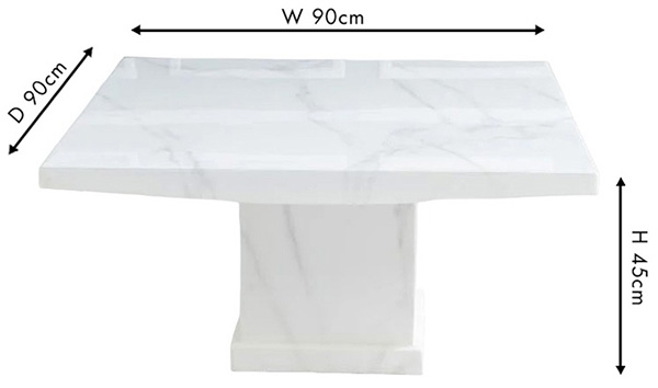Product photograph of Turin Marble Coffee Table White Square Top With Pedestal Base from Choice Furniture Superstore.