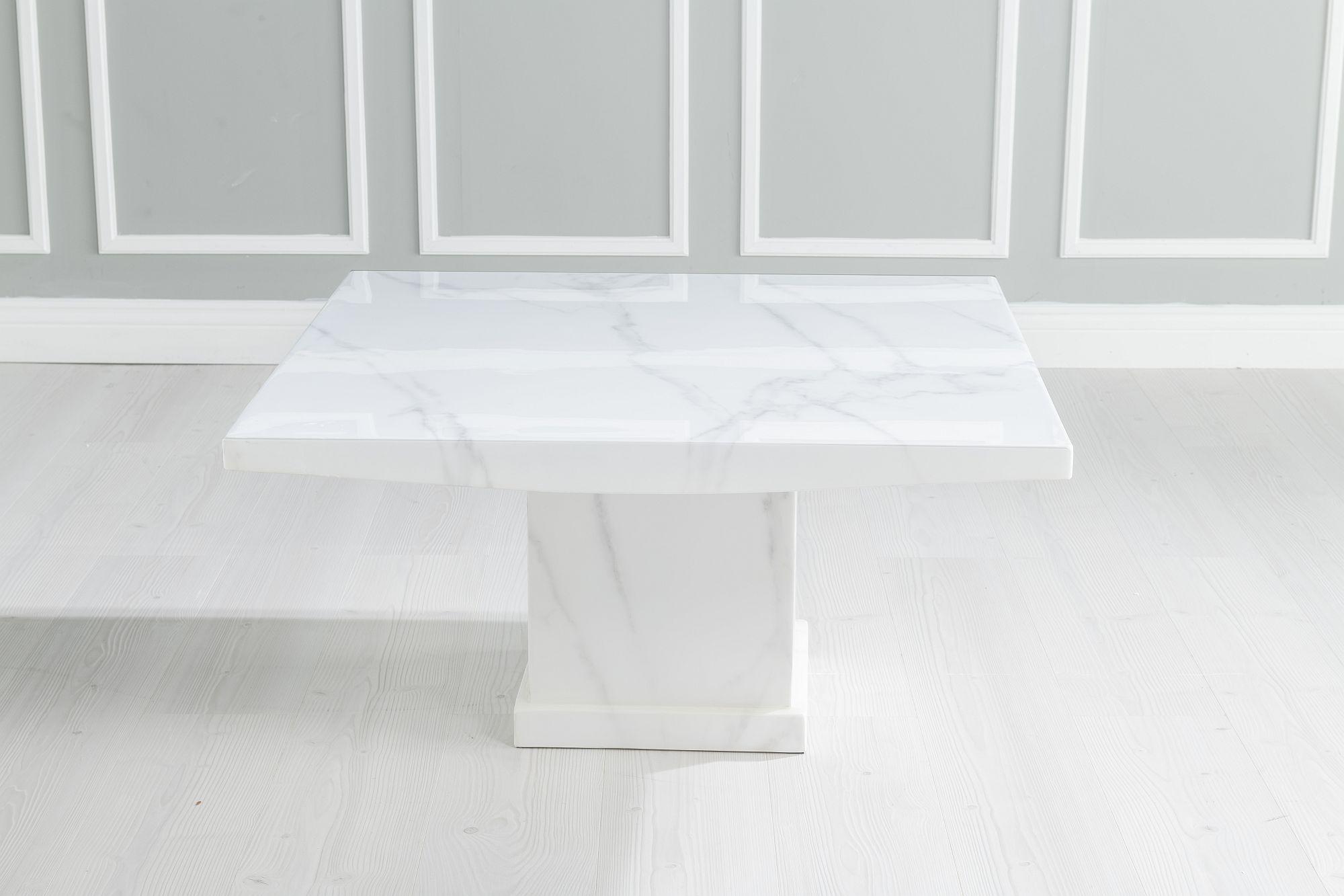 Product photograph of Turin Square White Marble Coffee Table from Choice Furniture Superstore.