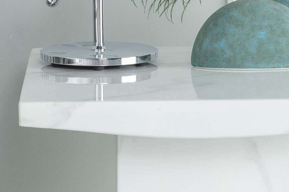 Product photograph of Turin Marble Lamp Table White Square Top With Pedestal Base from Choice Furniture Superstore.