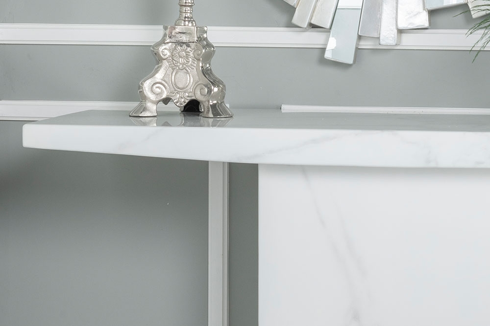 Product photograph of Turin Marble Console Table White Square Top With Pedestal Base from Choice Furniture Superstore.