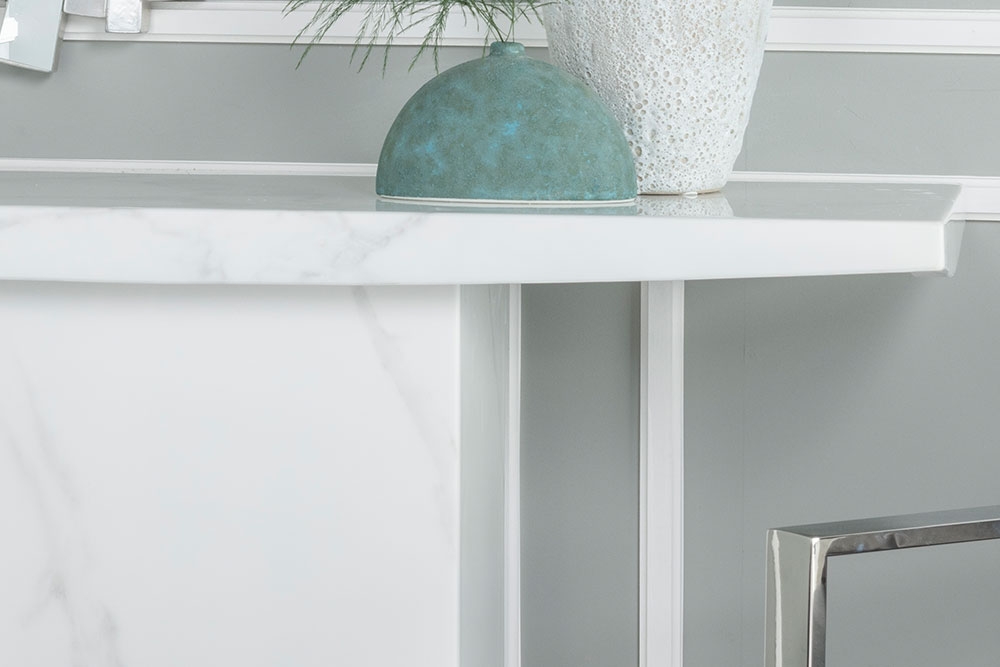Product photograph of Turin Marble Console Table White Square Top With Pedestal Base from Choice Furniture Superstore.