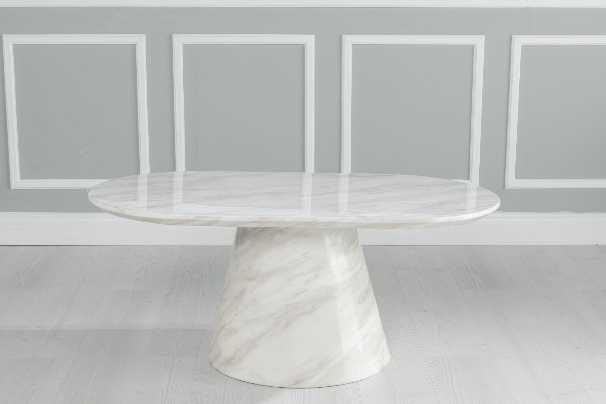 Product photograph of Carrera White Marble Oval Coffee Table from Choice Furniture Superstore.