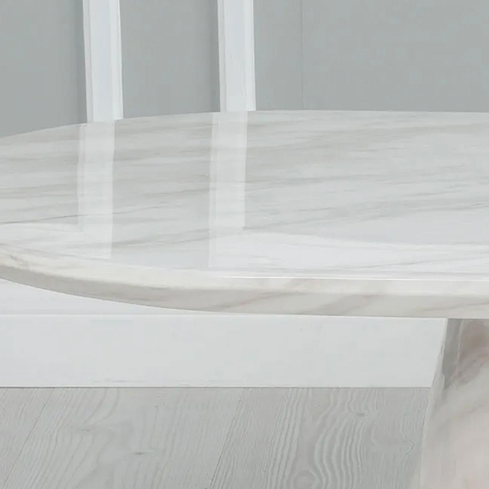 Product photograph of Carrera White Marble Oval Coffee Table from Choice Furniture Superstore.