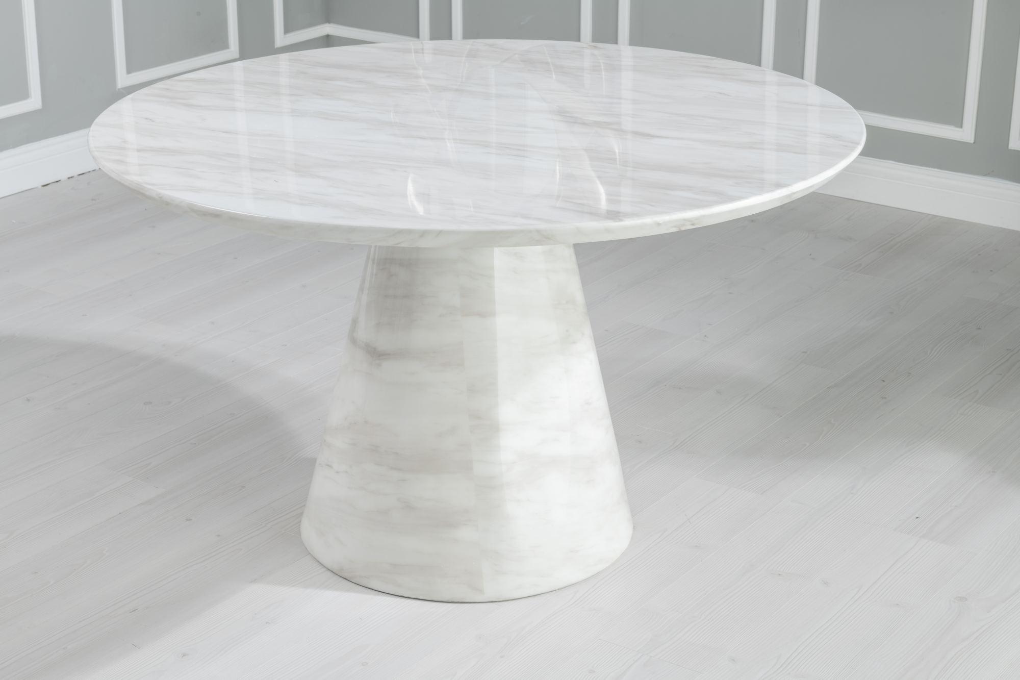 Product photograph of Carrera 130cm White Marble Round Dining Set - Black Knockerback Chairs from Choice Furniture Superstore.