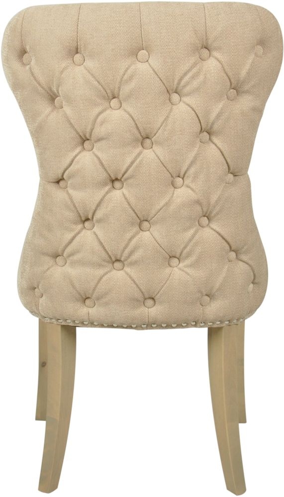 Product photograph of Herringbone Button Back Beige Fabric Dining Chair Sold In Pairs from Choice Furniture Superstore.