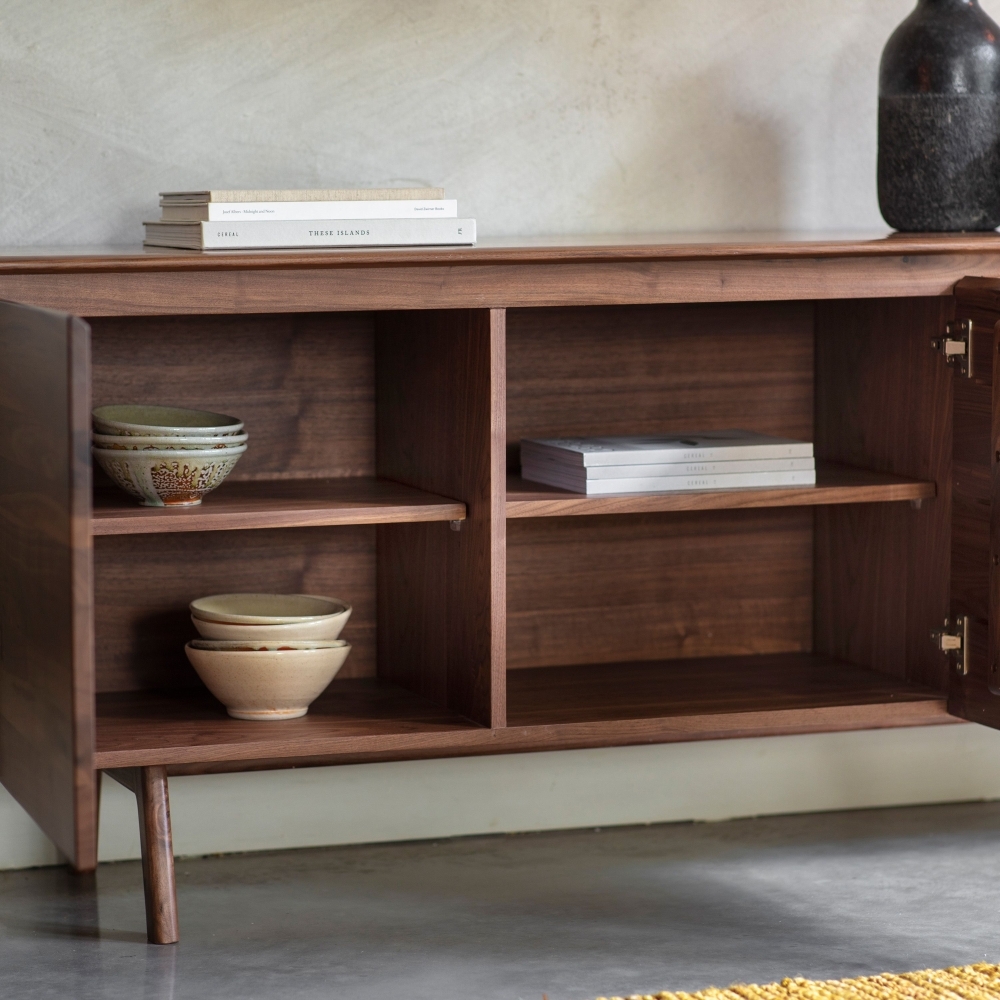 Product photograph of Madrid Walnut 2 Door 3 Drawer Sideboard from Choice Furniture Superstore.