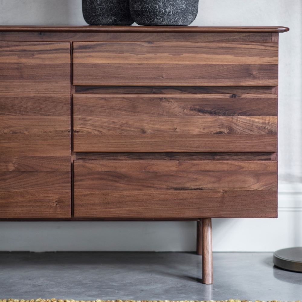 Product photograph of Madrid Walnut 2 Door 3 Drawer Sideboard from Choice Furniture Superstore.