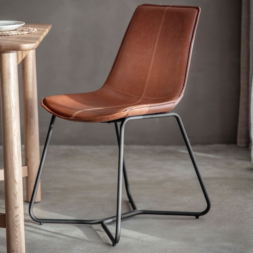 Product photograph of Set Of 2 Hawking Brown Leather Dining Chair from Choice Furniture Superstore.