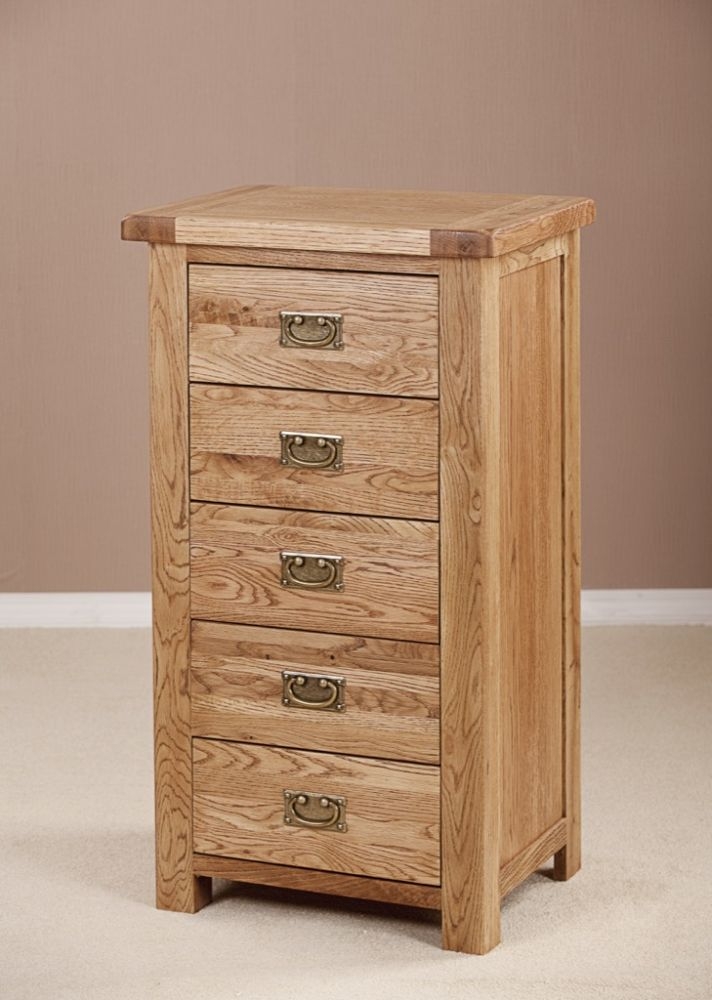Product photograph of Kent Oak 5 Drawer Chest from Choice Furniture Superstore.