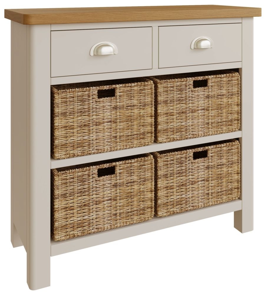 Portland Oak and Dove Grey Painted 2 Drawer 4 Basket Unit CFS