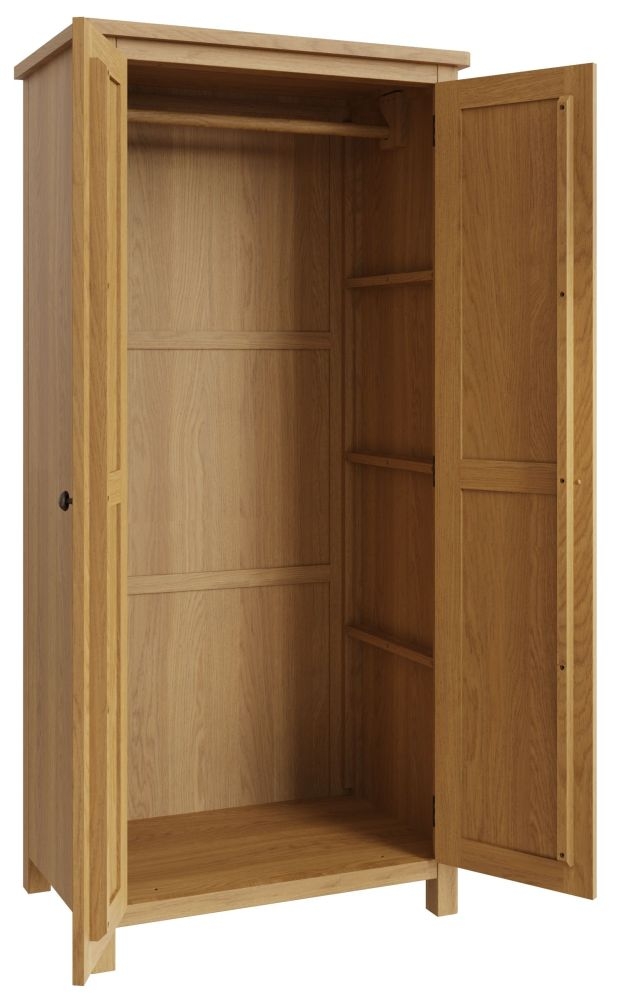 Product photograph of Hampton Rustic Oak 2 Door Wardrobe from Choice Furniture Superstore.