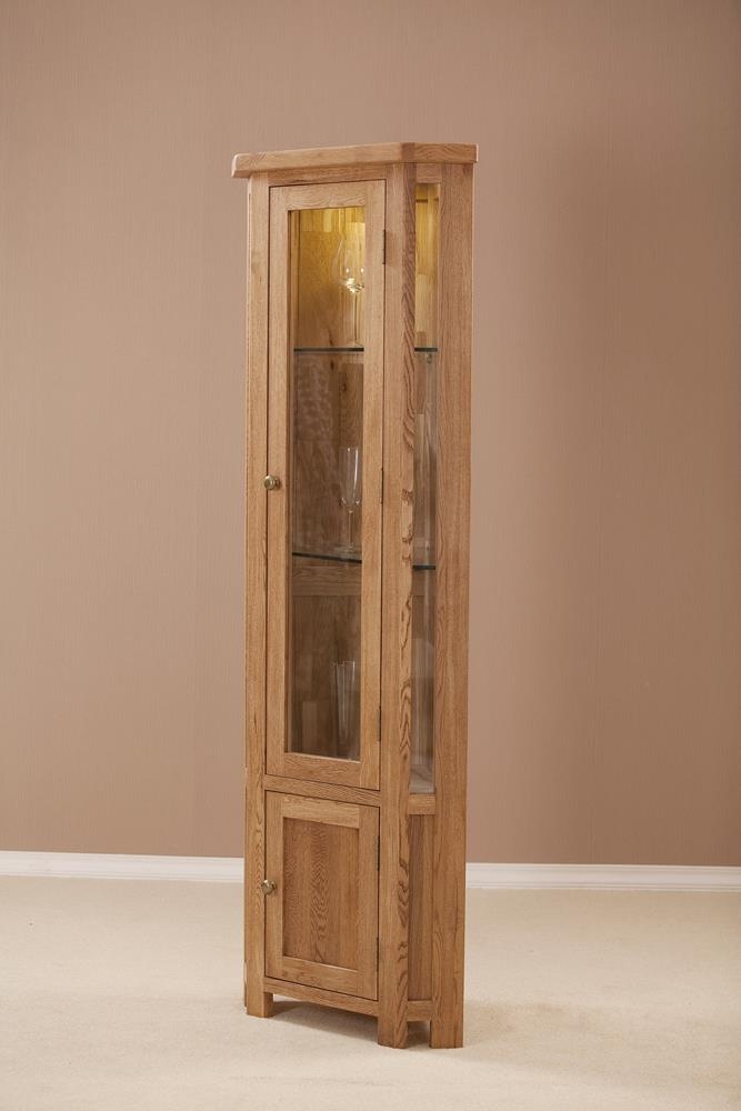 Product photograph of Kent Oak Corner Display Cabinet from Choice Furniture Superstore.