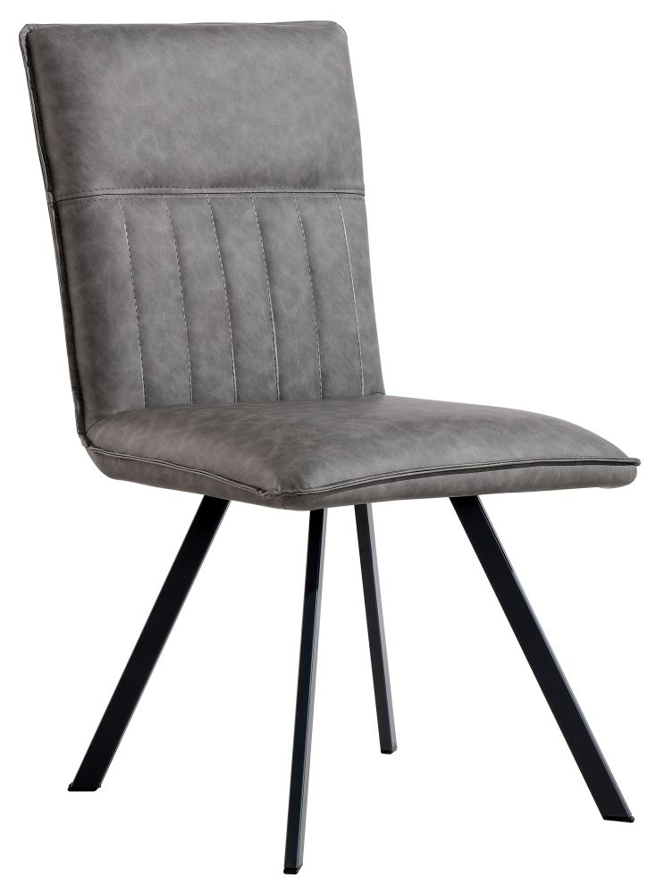 Product photograph of Grey Faux Leather And Black Legs Dining Chair Sold In Pairs from Choice Furniture Superstore.