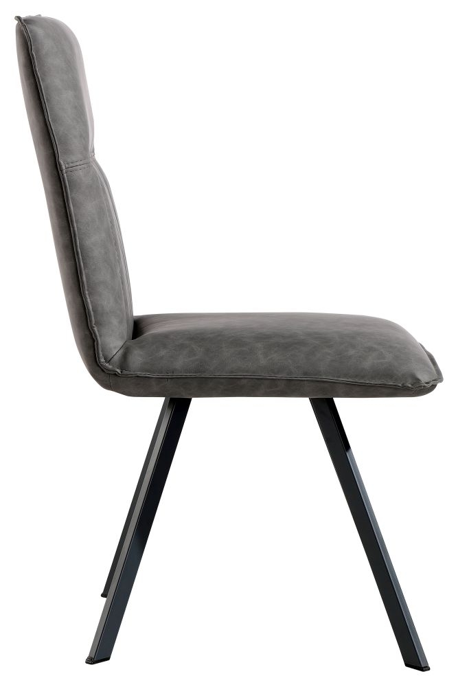 Product photograph of Grey Faux Leather And Black Legs Dining Chair Sold In Pairs from Choice Furniture Superstore.